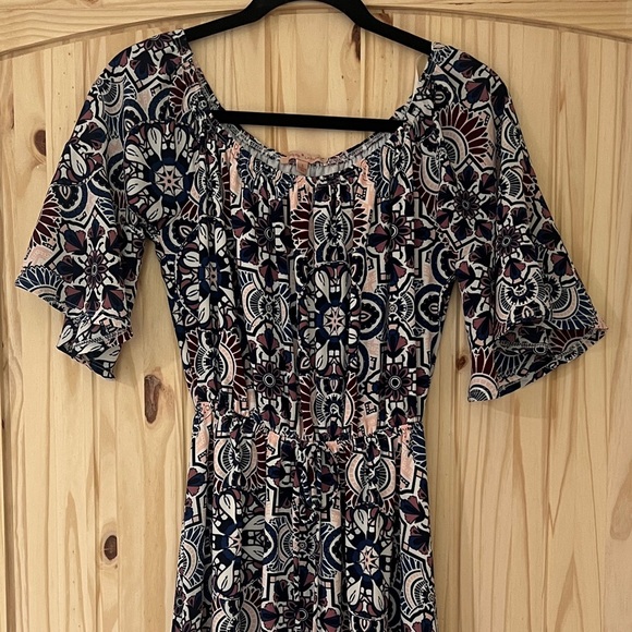 Gibson Latimer Navy and Pink Boho Style Dress - Picture 2 of 4